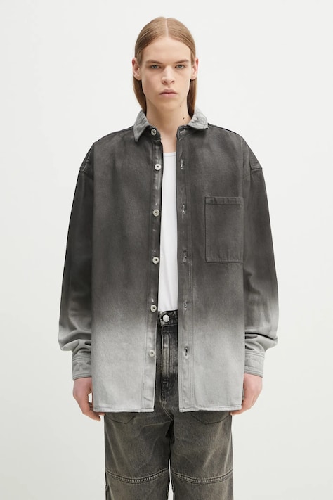 Джинсова сорочка Marcelo Burlon Gradient Denim Overshirt Black White чоловіча колір сірий relaxed класичний комір CMYE01DS25DEN0011001