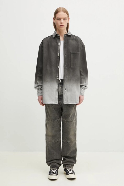 Джинсова сорочка Marcelo Burlon Gradient Denim Overshirt Black White — фото 5