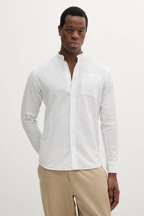 United Colors of Benetton camicia in cotone uomo colore bianco  5W3BUQ05S