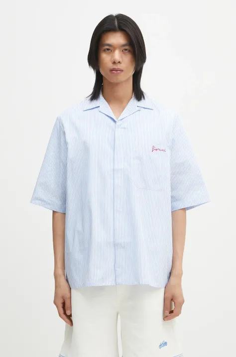 Fiorucci koszula bawełniana Striped Logo Bowling męska kolor niebieski relaxed z kołnierzykiem klasycznym M02SPTSS295CO01BL02
