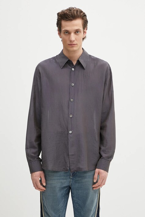 Our Legacy silk blend shirt Beyond navy blue color relaxed M2252BC