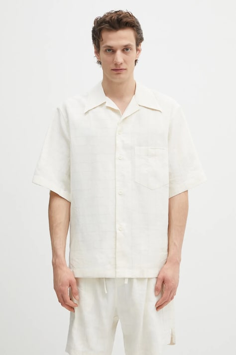 Wales Bonner koszula Highlife Bowling męska kolor beżowy relaxed z kołnierzykiem klasycznym MS25SH08.VI02.0959