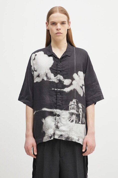 Πουκάμισο από λινό Undercover Shirt/blouse χρώμα: μαύρο, UC1E4401.1
