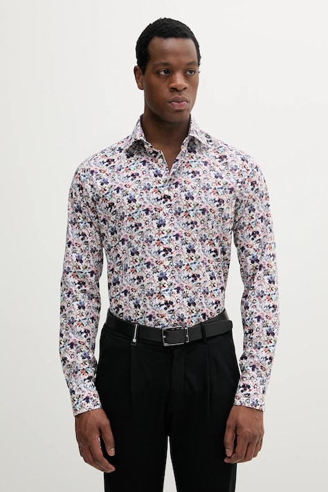 Bavlnená košeľa Eton biela farba, slim, s klasickým golierom, 100012667