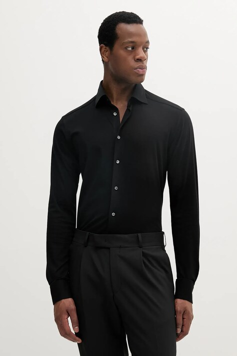 Eton cămașă culoarea negru, cu guler clasic, regular, 100011776