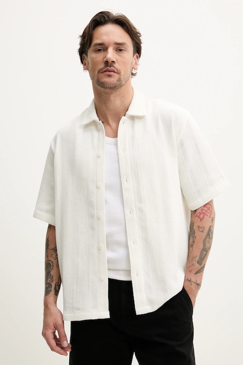 Рубашка Resteröds Kirk Shirt мужская цвет белый regular классический воротник 10251.7400