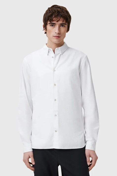 AllSaints camasa din bumbac HAVEN barbati, culoarea alb, cu guler clasic, regular, M123SC