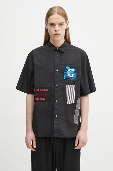 Undercover koszula Shirt męska kolor czarny relaxed z kołnierzykiem klasycznym UP1E4407.1