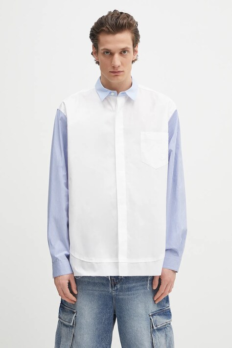 Бавовняна сорочка AMBUSH Layered Shirt колір білий relaxed класичний комір 12115296