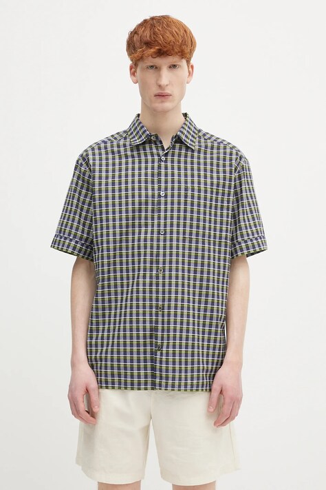 A.P.C. koszula bawełniana Chemisette Ross męska kolor granatowy regular z kołnierzykiem klasycznym COHGA.H12541