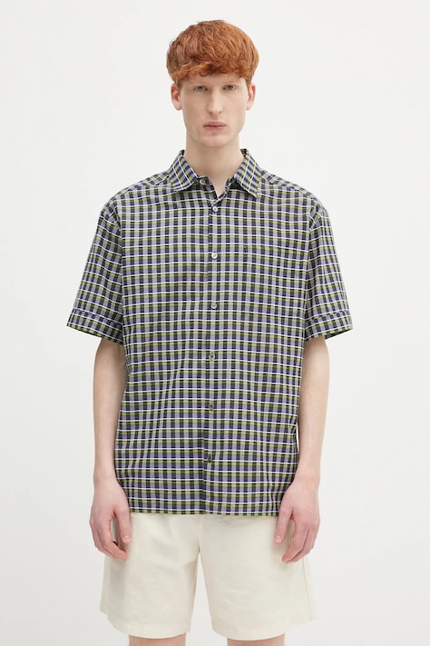 A.P.C. koszula bawełniana Chemisette Ross męska kolor granatowy regular z kołnierzykiem klasycznym COHGA.H12541