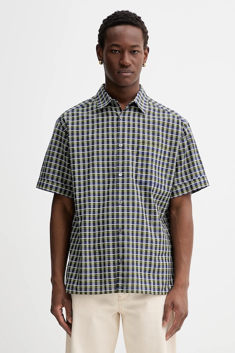 Bombažna srajca A.P.C. Chemisette Ross mornarsko modra barva, COHGA.H12541