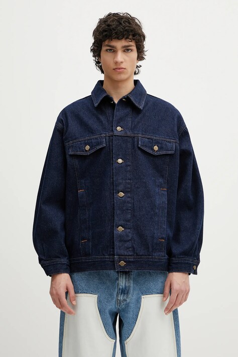 A.P.C. geacă jeans Blouson Elvis culoarea bleumarin, de tranzitie, COHJI.H02913