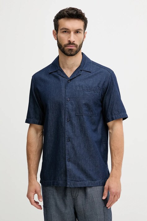 United Colors of Benetton cămașă din bumbac culoarea bleumarin, regular, 5DHJUQ05K