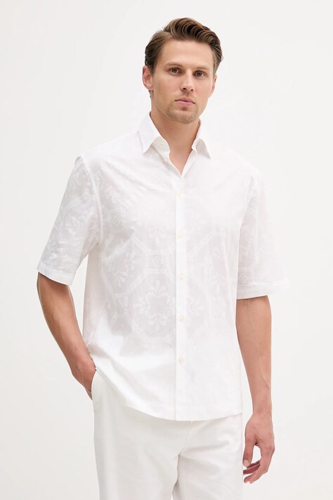 United Colors of Benetton camicia in cotone uomo colore bianco  5UBMUQ05P