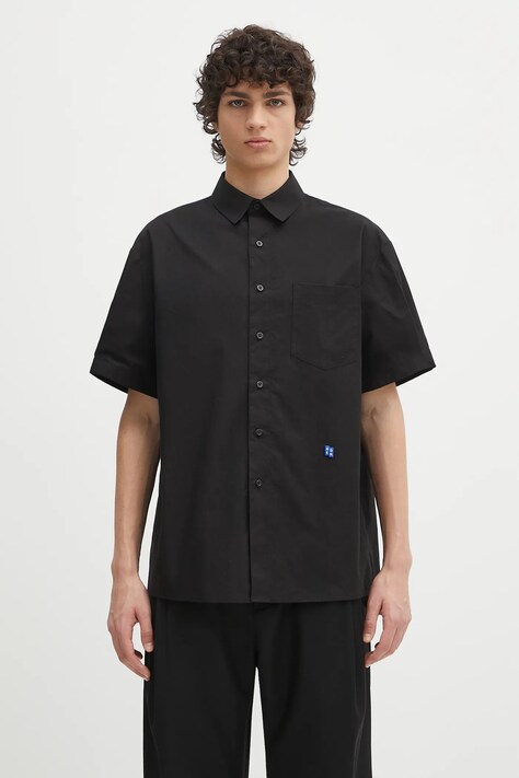 Bavlněná košile Ader Error Apparel-Top pánská, černá barva, relaxed, s klasickým límcem, BN42FYSH0202BK