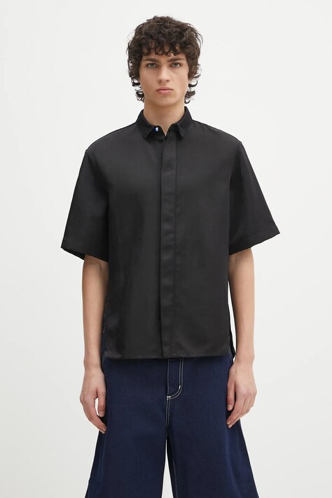 Риза Ader Error Apparel-Top в черно със свободна кройка с класическа яка BO01SSSH0202BK