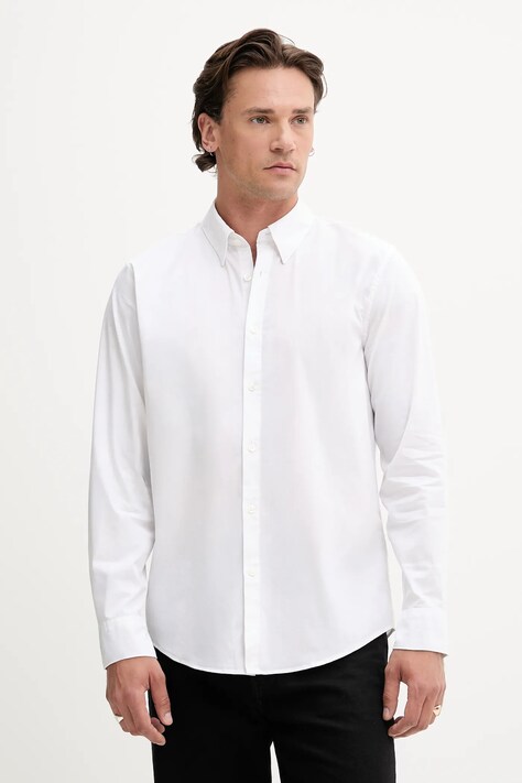 Abercrombie & Fitch koszula męska kolor biały regular z kołnierzykiem button-down KI125-4314