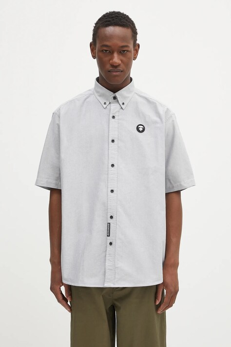 AAPE koszula bawełniana Now Short męska kolor czarny regular z kołnierzykiem button-down AAPSRM8516XXO