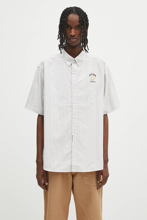 Бавовняна сорочка AAPE Now Short колір бежевий regular комір button-down AAPSRM8517XXO