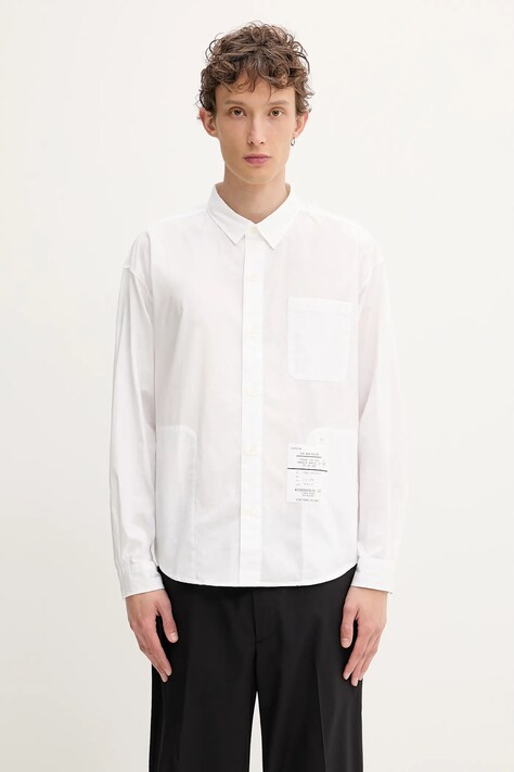 NEIGHBORHOOD koszula bawełniana Plain Shirt Ls męska kolor biały regular z kołnierzykiem klasycznym 251SPNH.SHM03