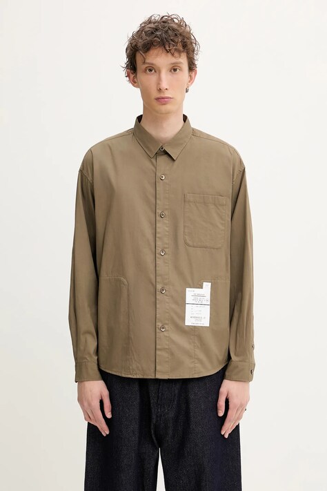 NEIGHBORHOOD koszula bawełniana Plain Shirt Ls męska kolor brązowy regular z kołnierzykiem klasycznym 251SPNH.SHM03