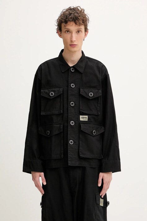NEIGHBORHOOD koszula bawełniana Bdu Shirt Ls męska kolor czarny regular z kołnierzykiem klasycznym 251SPNH.SHM04