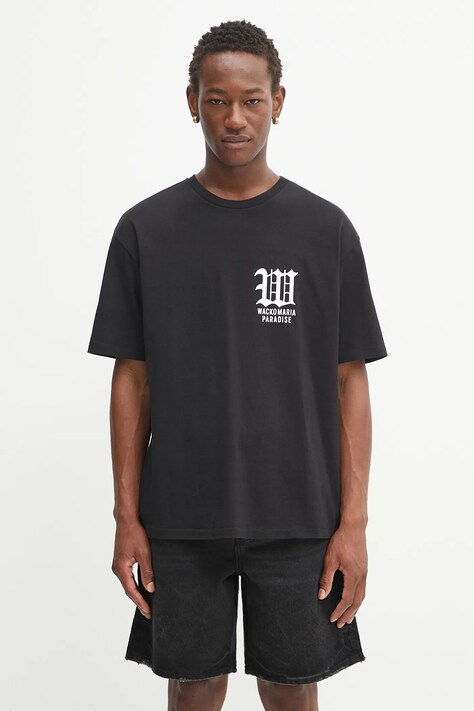 Wacko Maria t-shirt bawełniany washed heavy weight męski kolor czarny z nadrukiem 25SS-WMT-WT06