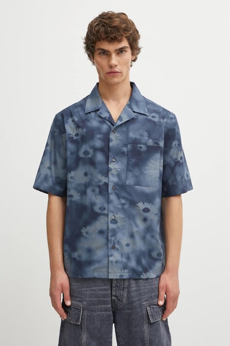 Maison Kitsuné cotton shirt Resort blue color regular OM00421WW9054