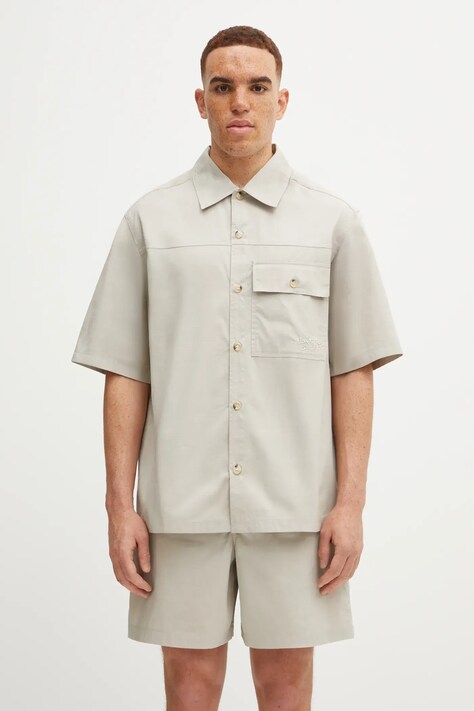 Maison Kitsuné koszula Short Sleeve męska kolor beżowy relaxed z kołnierzykiem klasycznym OM00429WW9020