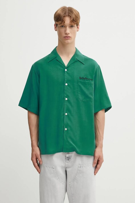 Риза Wacko Maria 50'S SHIRT S/S ( TYPE-2 ) в зелено със свободна кройка 25SS-WMS-OC06