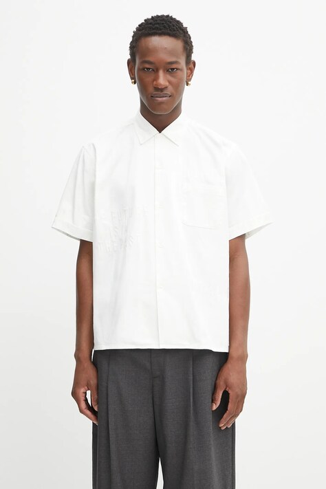 Human Made koszula bawełniana Woven męska kolor biały relaxed z kołnierzykiem button-down HM29SH022