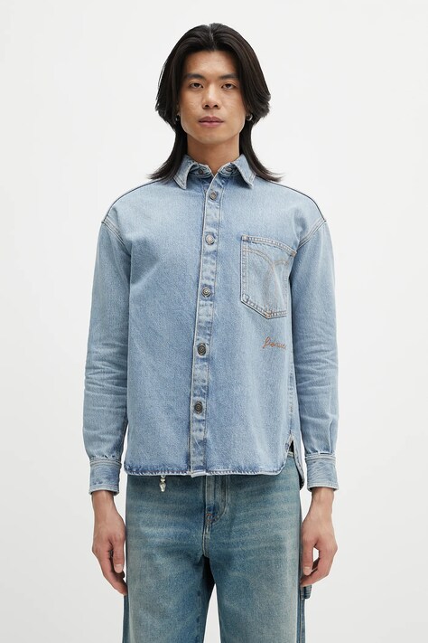 Джинсовая рубашка Fiorucci Open Back Embroidered Denim regular классический воротник W02SMDSI390DN01DN01
