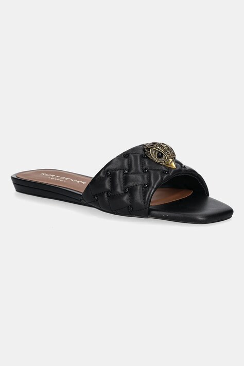 Kožené pantofle Kurt Geiger London Kensington Flat Sandal dámské, černá barva, 8496109109