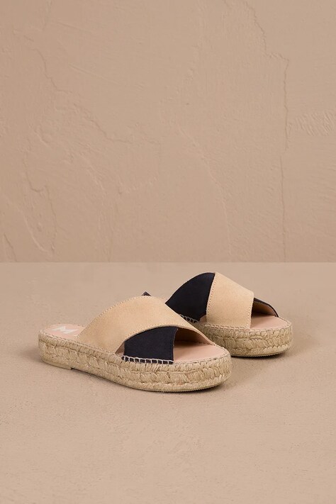 Manebi papuci din piele Double Sole X Bands Sandals femei, culoarea bej, cu platforma, R 8.0 DX