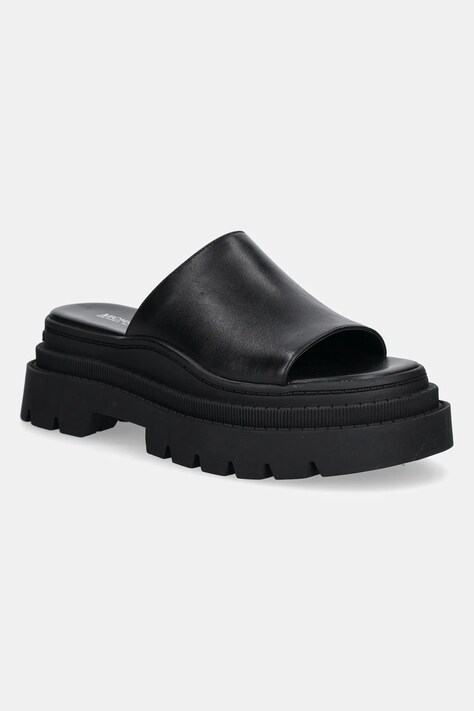 MICHAEL Michael Kors slapi de piele Kendra femei, culoarea negru, cu platforma, 40R5KEFS1L.001