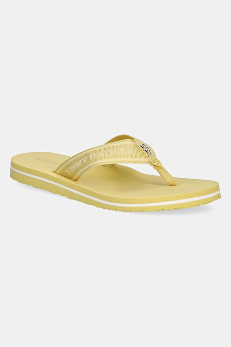 Tommy Hilfiger japonki HILFIGER WEBBING BEACH SANDAL damskie kolor żółty na płaskim obcasie FW0FW08515
