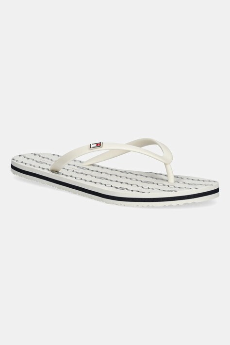 Žabky Tommy Hilfiger HILFIGER STRAP BEACH SANDAL dámské, béžová barva, na plochém podpatku, FW0FW08518