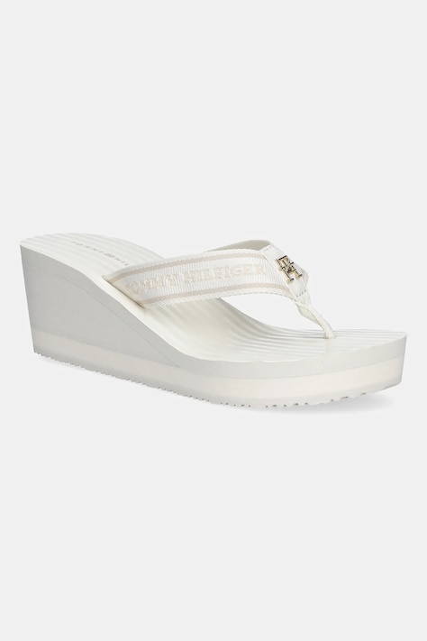 Tommy Hilfiger flip-flop TH STRIPES WEDGE BEACH SANDAL bézs, éksarkú, FW0FW08521