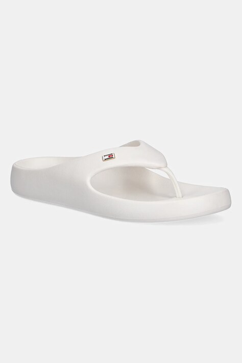 Tommy Hilfiger șlapi TH COMFORT BEACH SANDAL femei, culoarea bej, cu toc plat, FW0FW08522