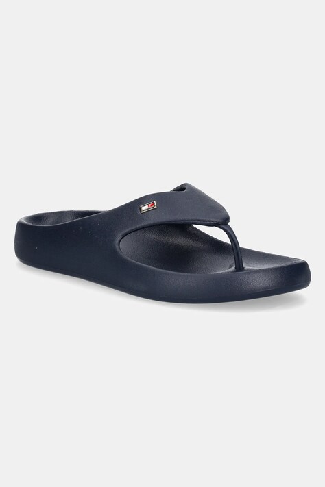 Tommy Hilfiger șlapi TH COMFORT BEACH SANDAL femei, culoarea bleumarin, cu toc plat, FW0FW08522