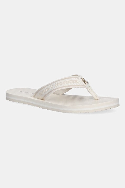 Tommy Hilfiger flip-flop TH STRIPES BEACH SANDAL fehér, női, lapos talpú, FW0FW08528