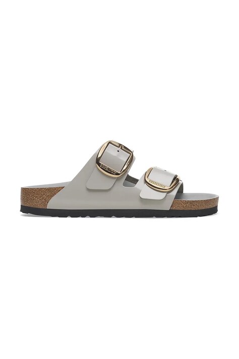 Kožené pantofle Birkenstock Arizona Big Buckle dámské, šedá barva, 1029391