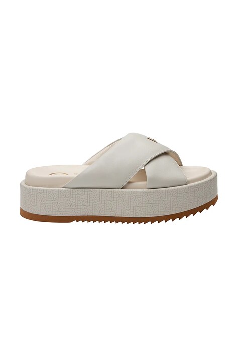 Bogner slapi de piele SORRENTO 1 femei, culoarea bej, cu platforma, 22525301