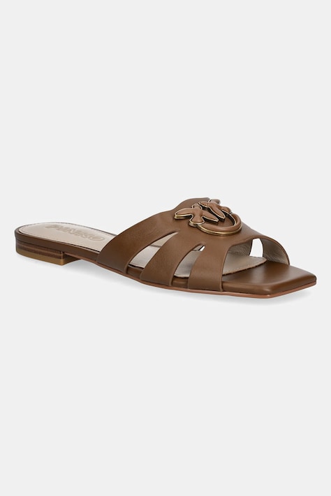 Pinko slapi de piele Marli femei, culoarea maro, SD0313 P003 GU8