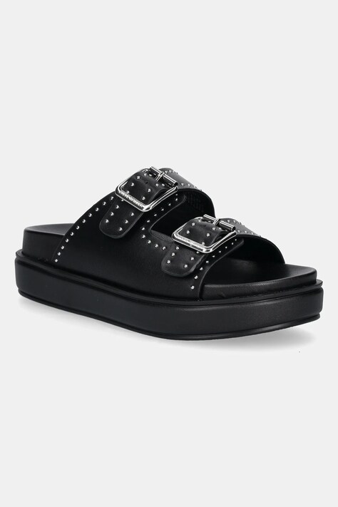 Steve Madden slapi de piele Freelance femei, culoarea negru, cu platforma, SM11003598