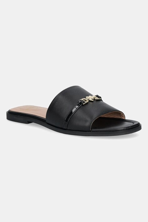 Кожаные шлепанцы Love Moschino женские цвет чёрный JA28082G1MIA400A