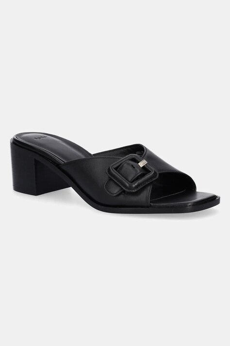 BOSS papuci de piele Charlize femei, culoarea negru, cu toc drept, 50542206