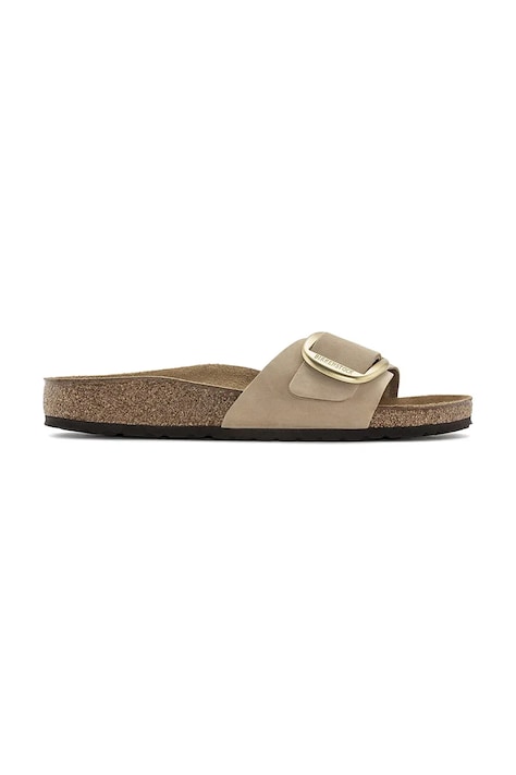 Birkenstock papuci din nubuc Madrid Big Buckle culoarea bej, 1024140