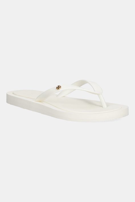 Tory Burch papuci Kira culoarea alb, cu toc plat, 162307-100
